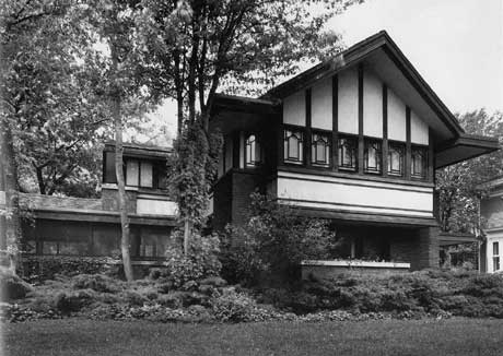 Detail from photo of Carter House, Evanston, Illinois designed by Walter Burley Griffin 1910. Photographer Mati Maldre, Chicago Illinois, 1989
