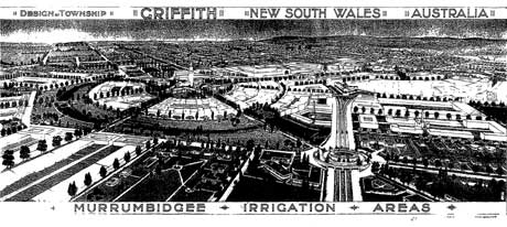Perspective for the City of Griffith. Walter Burley Griffin Society Incorporated Collection, courtesy Bob Meyer
