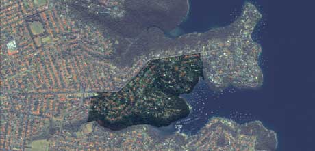 Castlecrag peninsula from space